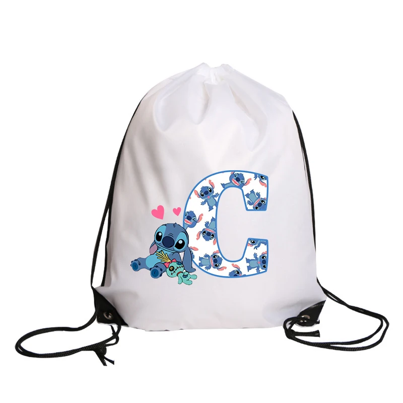 Disney Stitch Girl сумка на шнурке с принтом букв водонепроницаемый рюкзак полиэстер