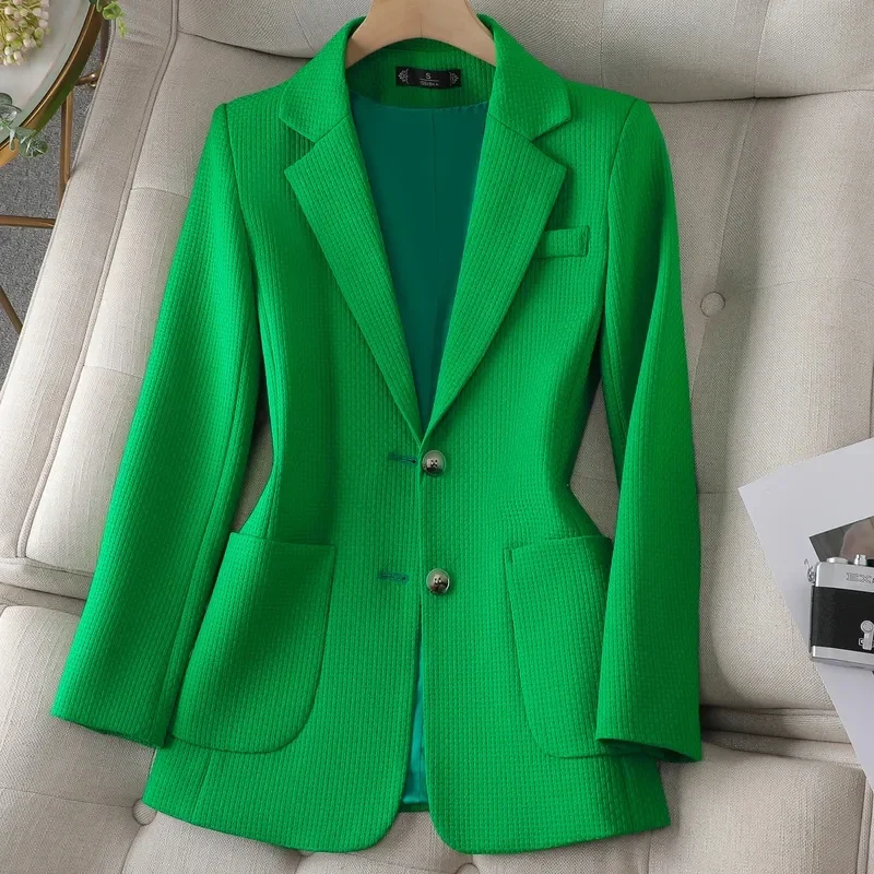 

Women Blazer 2023 New Autumn Winter Outwear Green Black Beige Ladies Blazer Long Sleeve Single Breasted Solid Female Jacket Coat