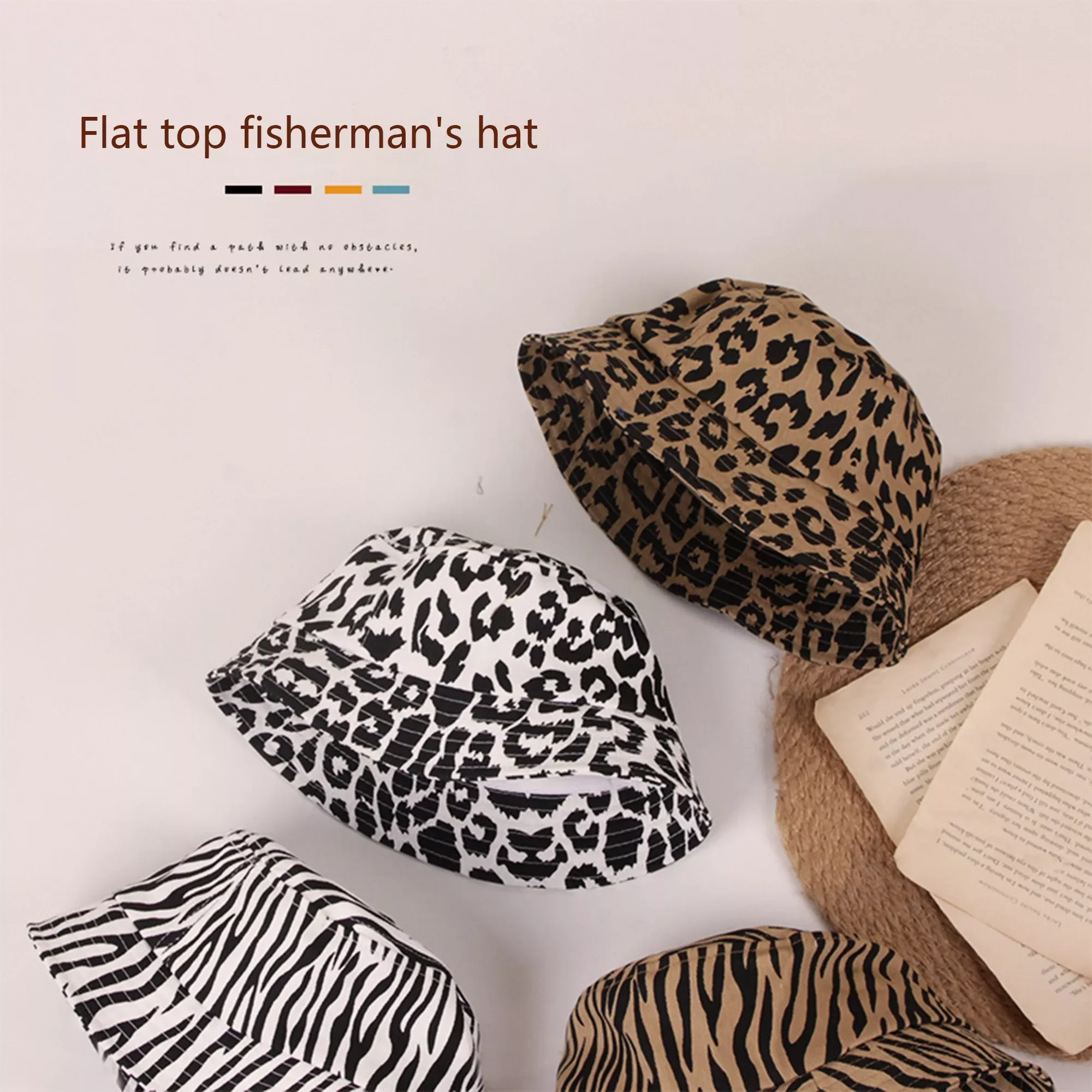 Summer Bucket Hat, Cute Leopard Animal Pattern Short Brim UV Protection Fisherman Hat For 2-6Years Baby Girls Boys