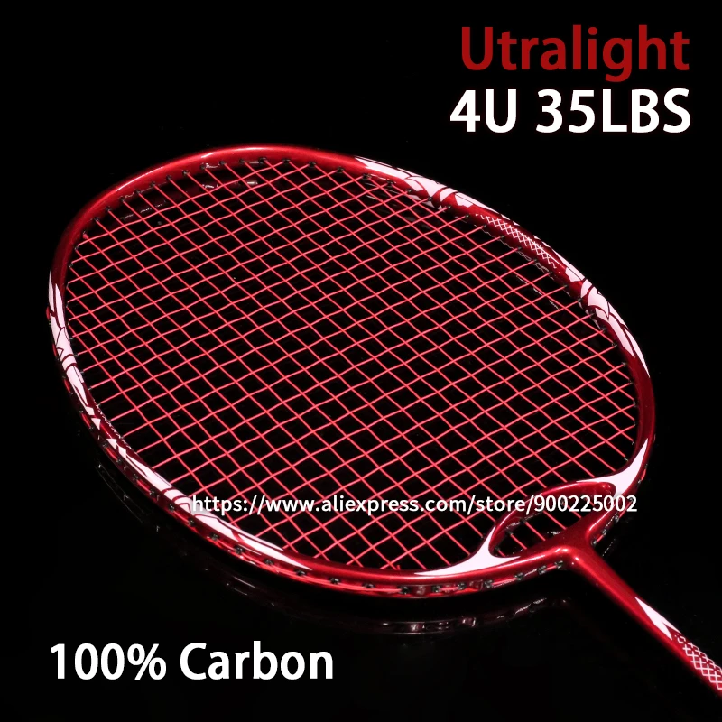 Raqueta de bádminton para adulto, 100% fibra de carbono, ultraligera, profesional, 4U, 82G, G5, 13KG, 22-35 libras
