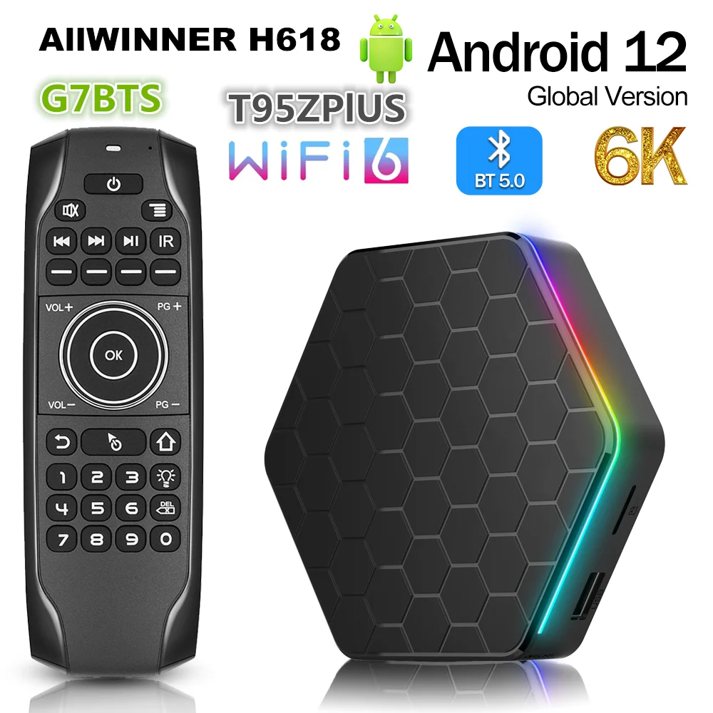 

T95Z Plus Wifi 6 TV Box Android 12 Allwinner H618 2G 4G RAM 16G 32G 64G ROM TVBOX BT5.0 3D 5G HDR 6K Media Player Set Top Box