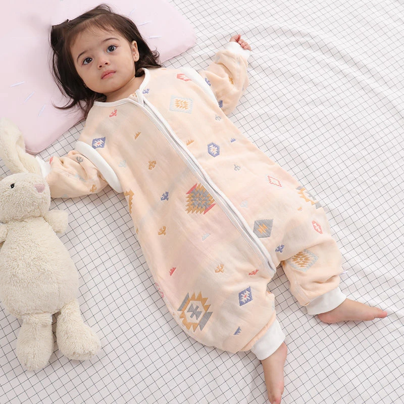Spring Autumn 6 Layer Gauze Split-leg Sleeping Bag Children Anti-kick Quilt 2 Baby Air-conditioned Room |