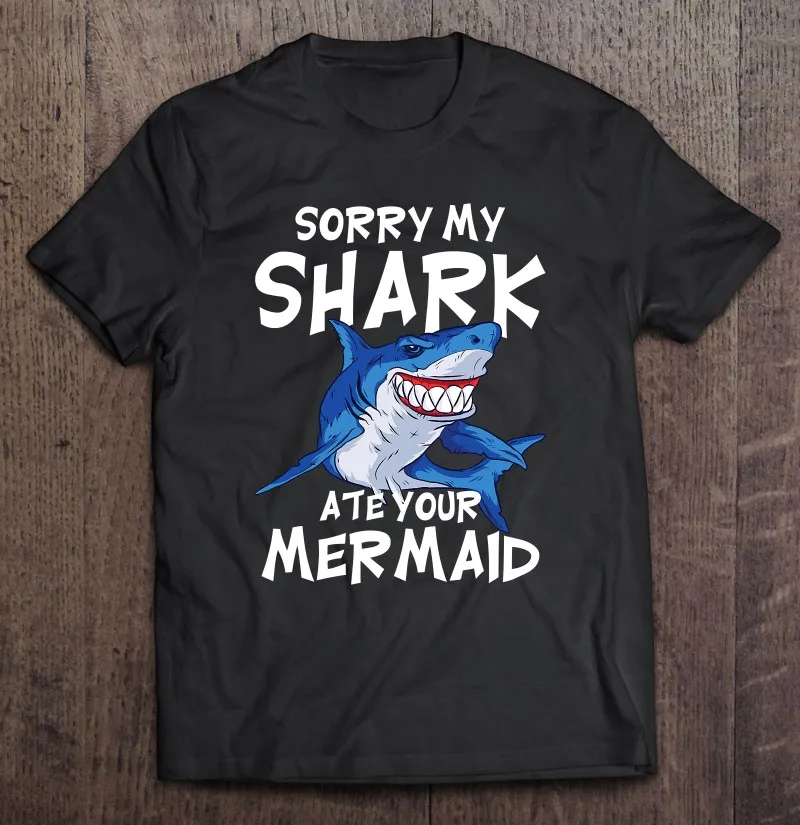 

Забавная детская футболка My Shark Ate Your Mermaid для вечеринки, подарок для мальчиков, Мужская футболка с акулой, футболка с собственным аниме дизай...