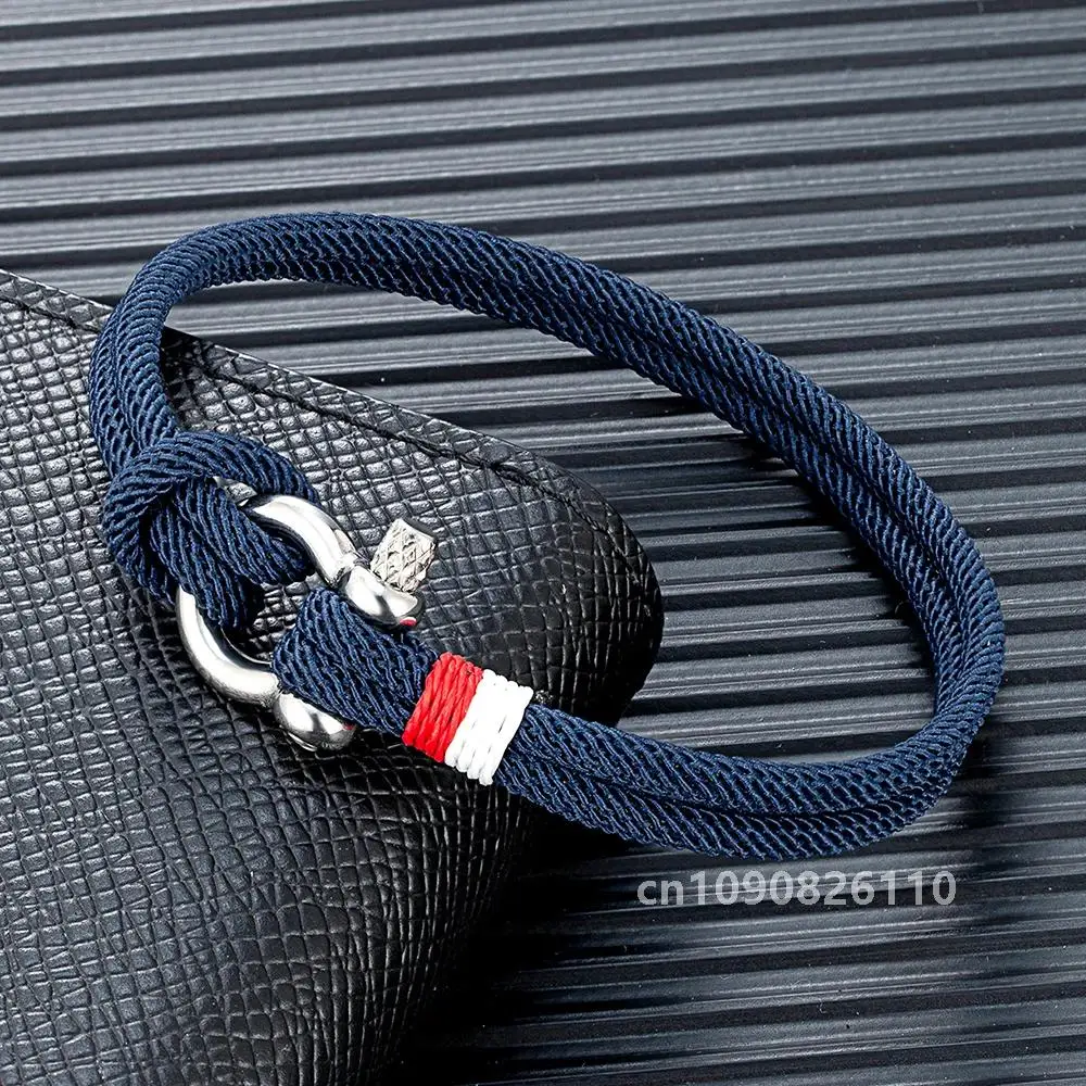 MKENDN темно-синий плетеный веревочный браслет из нержавеющей стали мини-подкова с