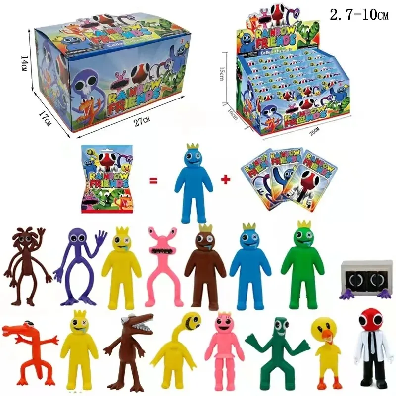 

Game Rainbow Friends Figure Random Send + 3 Pieces Cards Purple Blue Pink Monster Rainbow Friend Blind Toy Children Gifts
