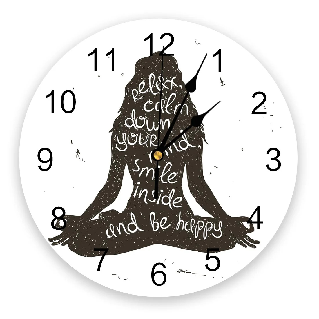 

Женские черные английские современные настенные часы для йоги, домашний декор, часы для столовой, цифровые настенные часы