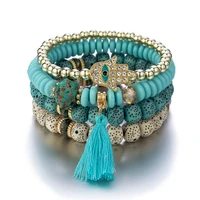 wangaiyao new fashion creative bergamot turquoise tassel beaded bracelet multi layer bracelet crystal wings beaded ladies jewelr