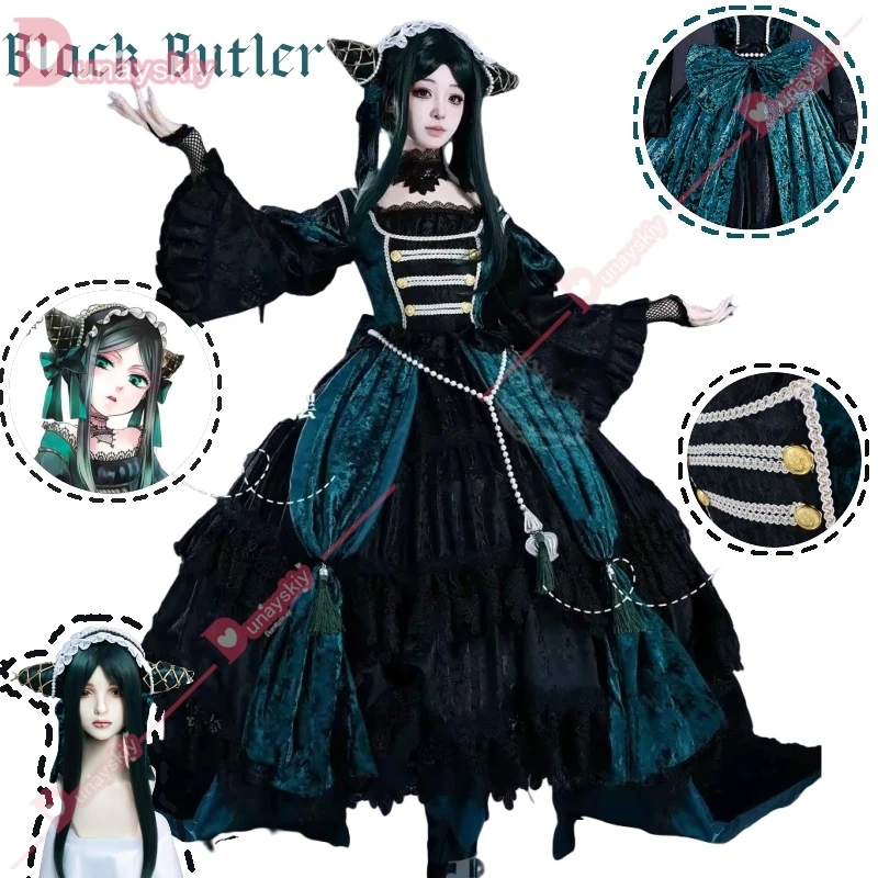 Платье черного Батлера шиглинде зеленое платье в стиле Лолита косплей костюм на