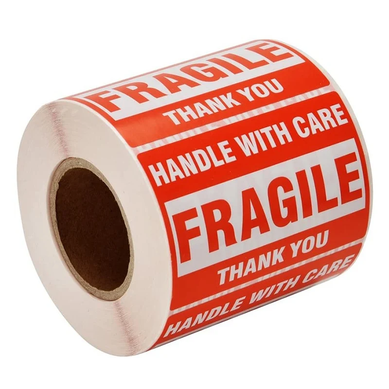 

500pcs/roll Red Fragile Warning Stickers Please Handle With Care Thank You Warning Packing Labels Stickers for Goods Decorations