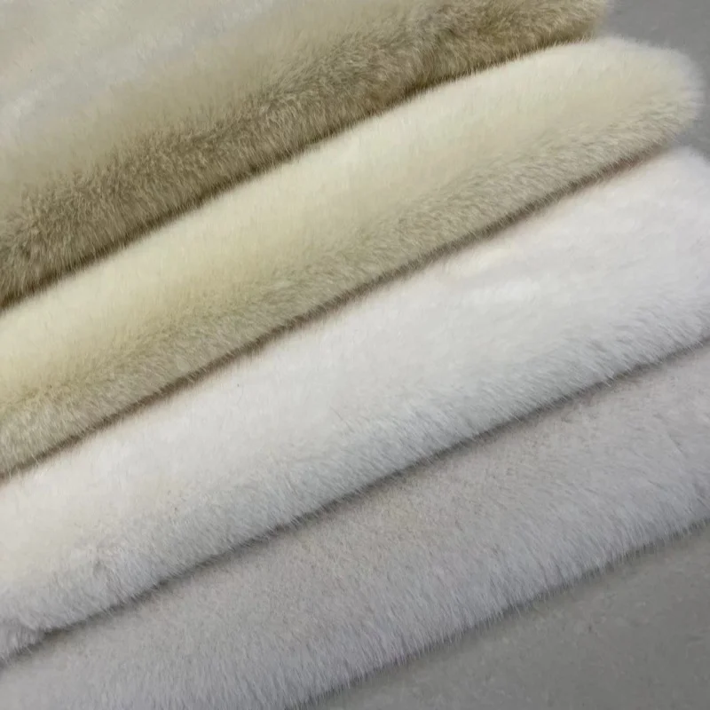 Фото ZYFMPTEX 5 мм эластичная норковая плюшевая ткань 50x50 см, белый мягкий искусственный мех, полиэфирное волокно, искусственный мех, одежда «сделай сам», ткань ручной работы №5