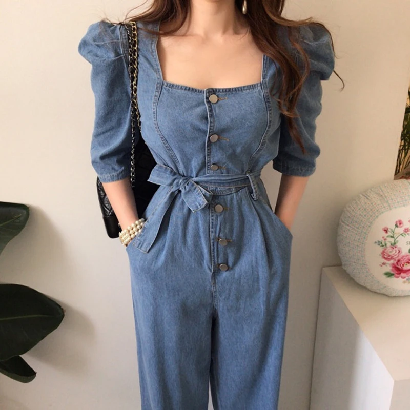 

Fashion Women's Casual Style Denim Jumpsuits