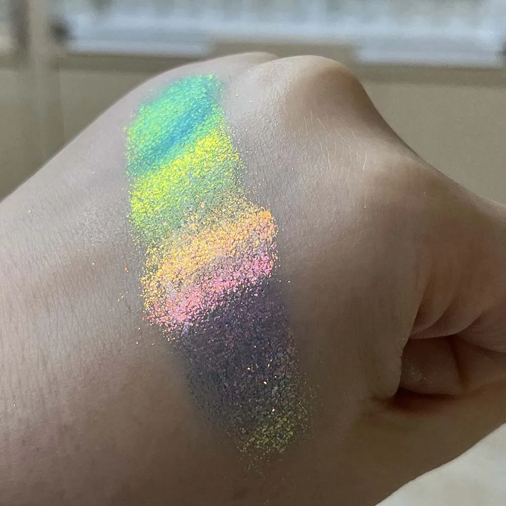 Фото 1 коробка, мультихромный порошок-хамелеон, блестки для ногтей, Аврора, неоновый Радужный пигмент, хромированный порошок, переливающиеся тени для век, растирающая пыль для ногтей №5