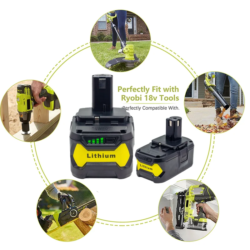 Сменный аккумулятор для Ryobi P102 P103 P104 P105 P107 P100 RB18L50 RB18L40 Бесконтактный
