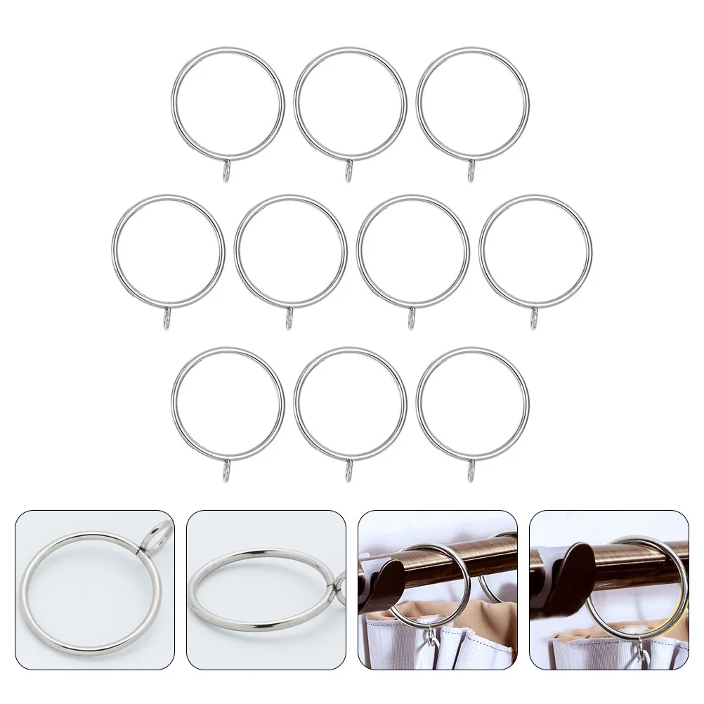 

10pcs Convenient Curtain Hanging Rings Stainless Steel Rings for Curtain