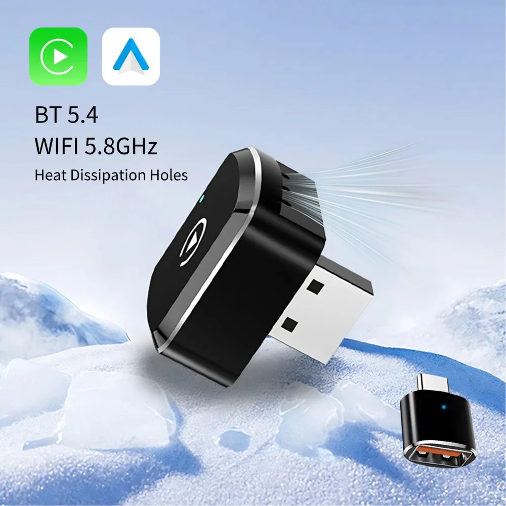 

Мини-адаптер 2-в-1: Проводной В Беспроводной CarPlay/Android Auto, Wi-Fi 5 ГГц