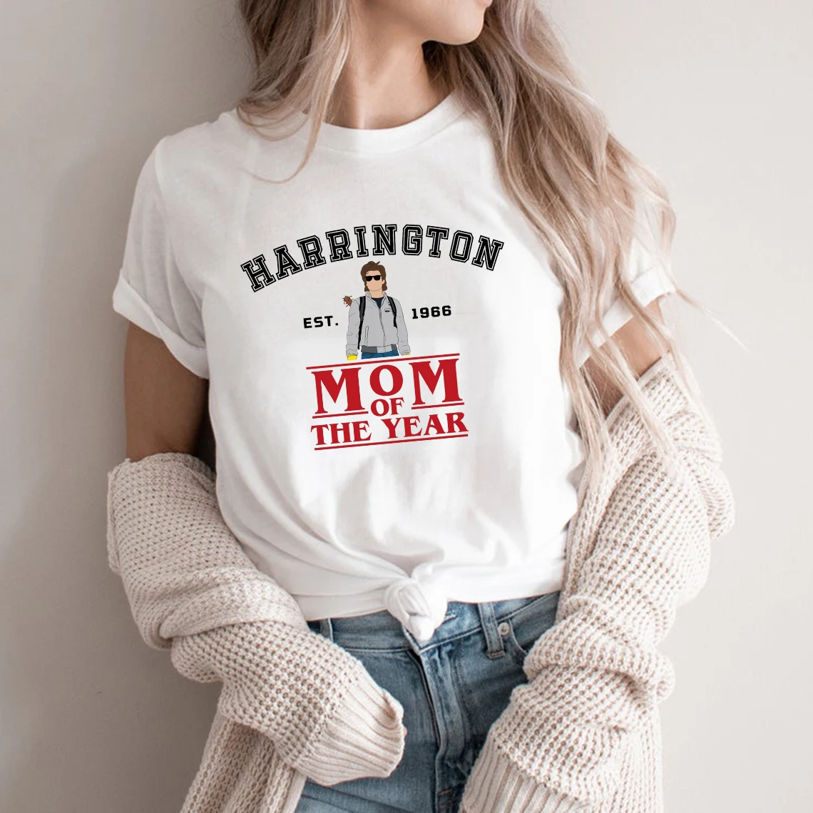 

Steve Harrington Mom of The Year T Shirt Steve Harrinton Tshirt Women Graphic T Shirts Stranger Things Shirts Short Sleeve Tees