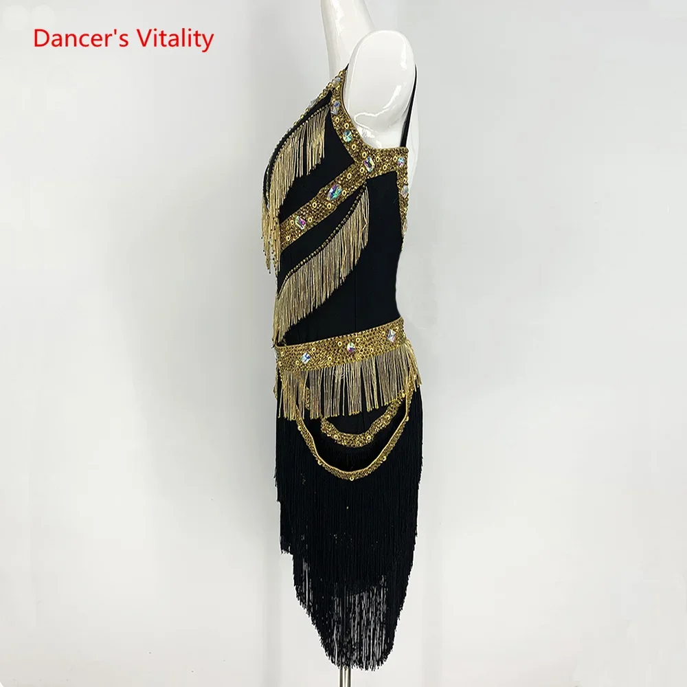 Платье с бахромой для латинских танцев женщин индивидуальная одежда