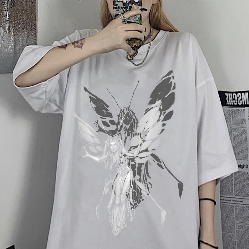 

Harajuku Aesthetic Graphic tees Damaged vintage Hip Hop Long sleeve t shirt oversized t shirt Streetwear Harajuku Summer Tees