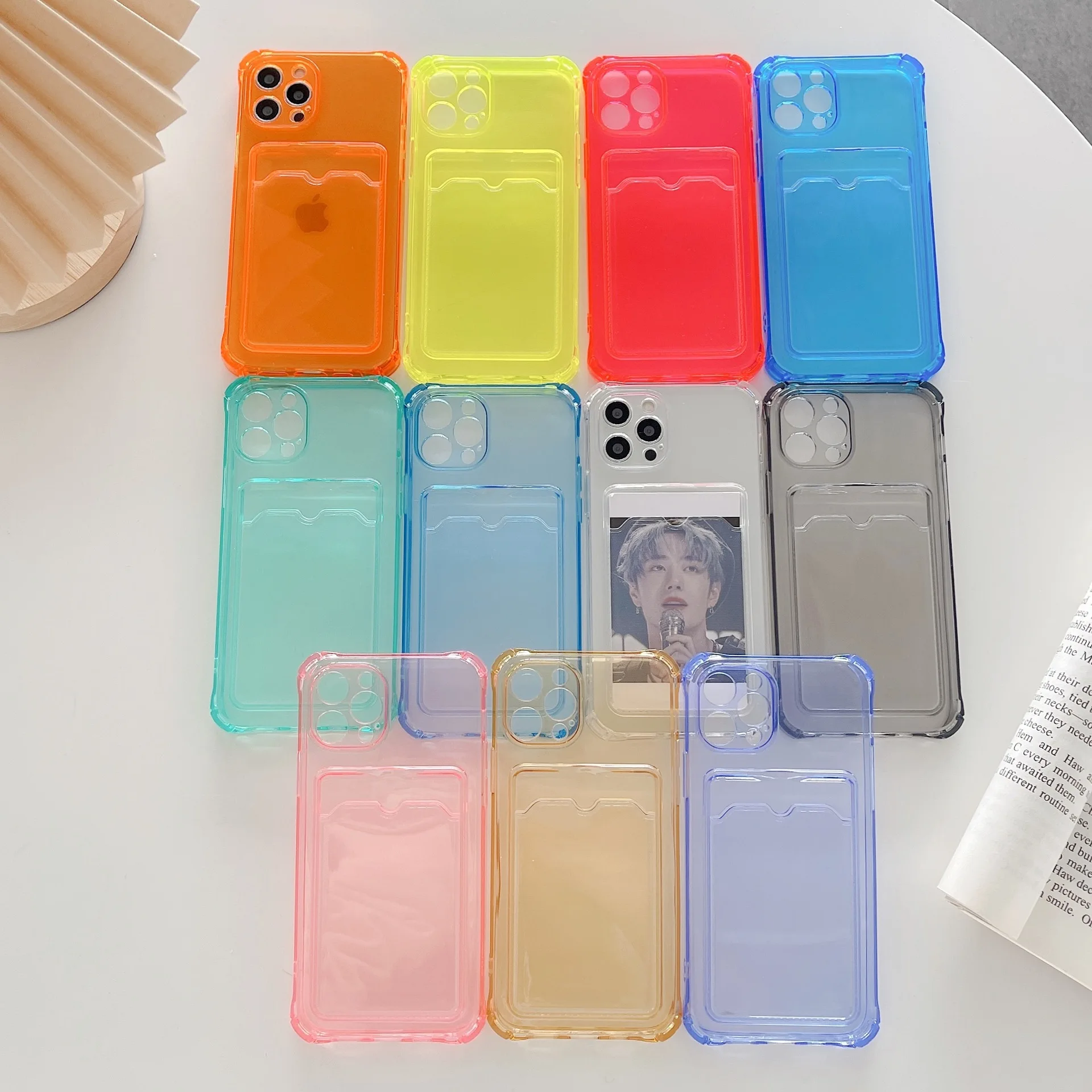 

Soft Transparent TPU Phone Case for Apple IPhone 13 12 11 Pro Max 7 8 Plus X XS Max Mini XR Transparent with Card Holder Cover