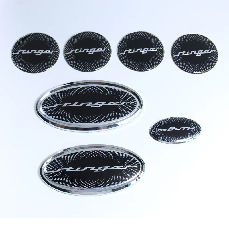 

7 piece Car Front Hood Rear Steering Wheel Center Cap Emblem Decal Sticker for Stinger Accessories Forte Rio Car Decor