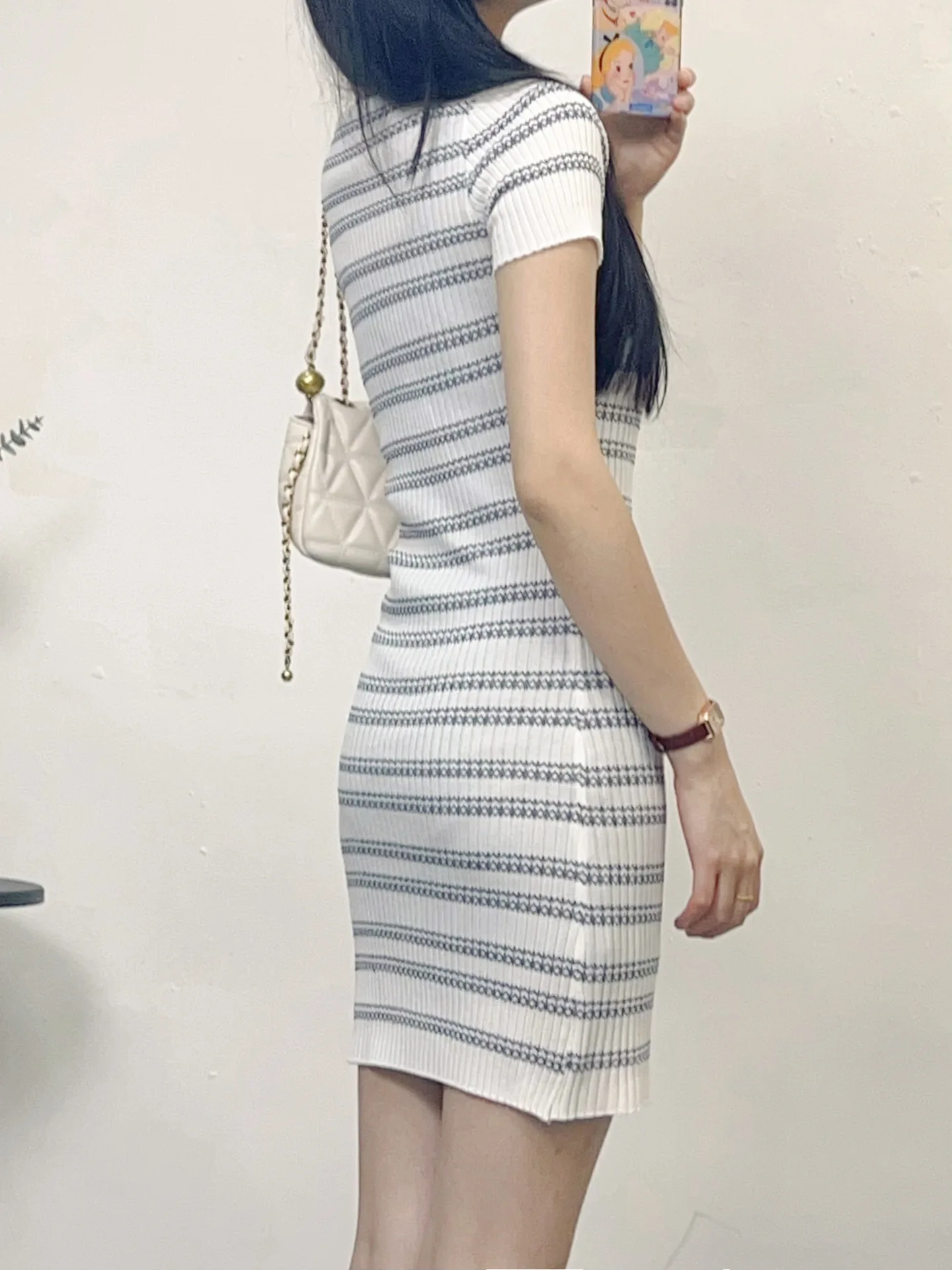 Сексуальное женское платье летнее облегающее трикотажное мини-платье в полоску