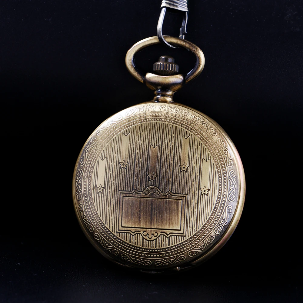 Bronze Engraved Mechanical Pocket Watch High Quality Unisex Necklace Timing Pendant Mens and Women's Pocket Watch Renoj