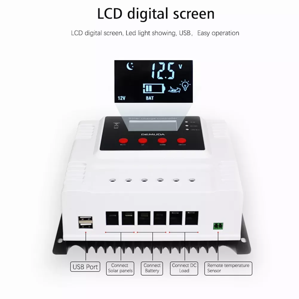 

Wi-Fi приложение 12 В 24 в 48 в 30 А 60 А контроллер заряда солнечной батареи с двумя USB ЖК-дисплеем зарядное устройство PWM PV