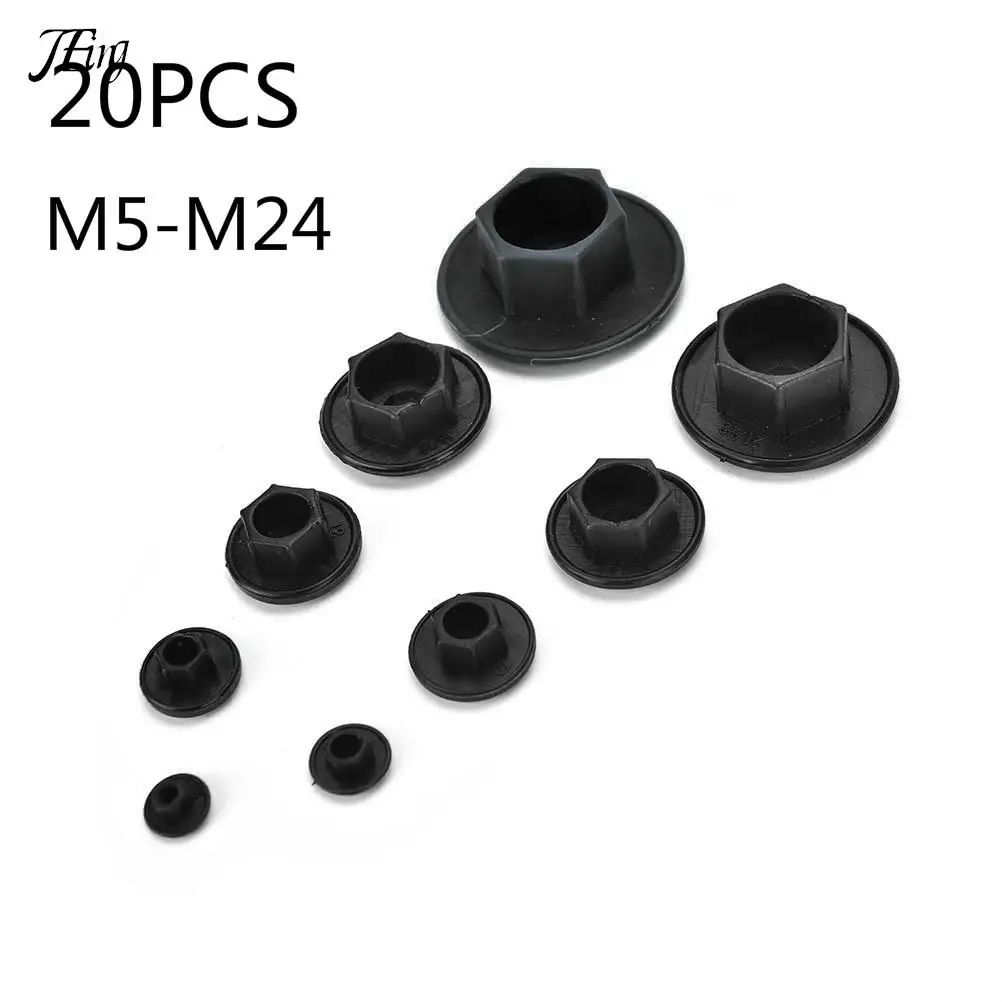 

20PCS Black Hex Socket Allen Bolt Screw Nut Hexagon Head Cover Cap Protector Fasteners Screws Covers Caps M5-M24