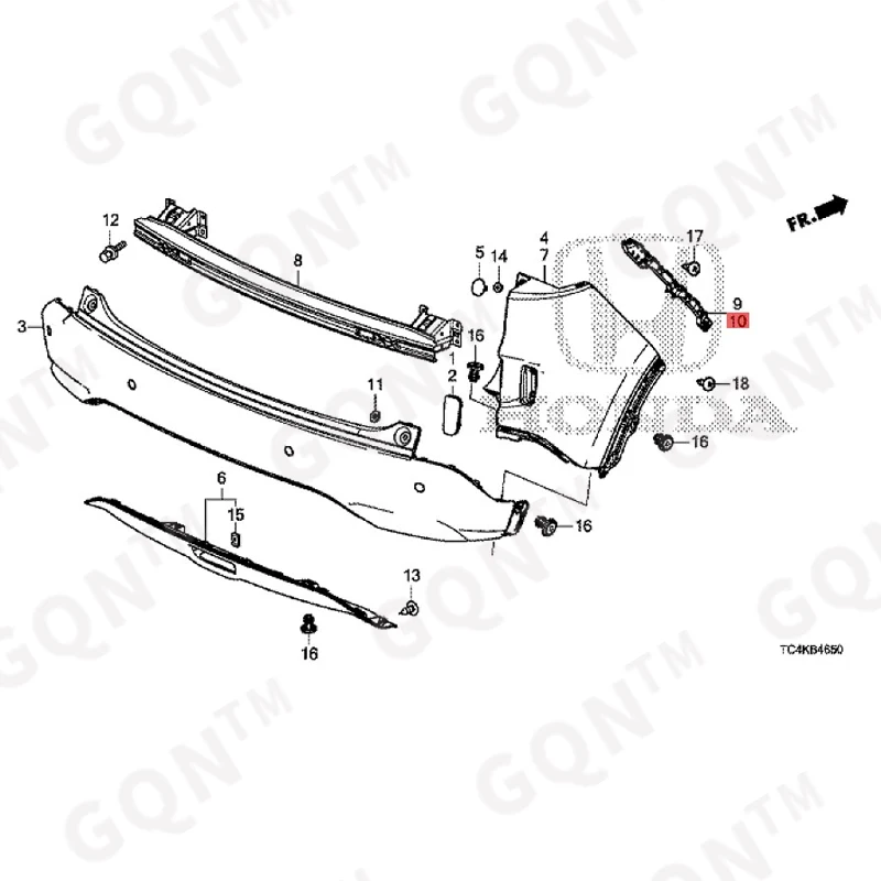 

Кронштейн для заднего бампера Ho nd a XR VR U5 RU 1