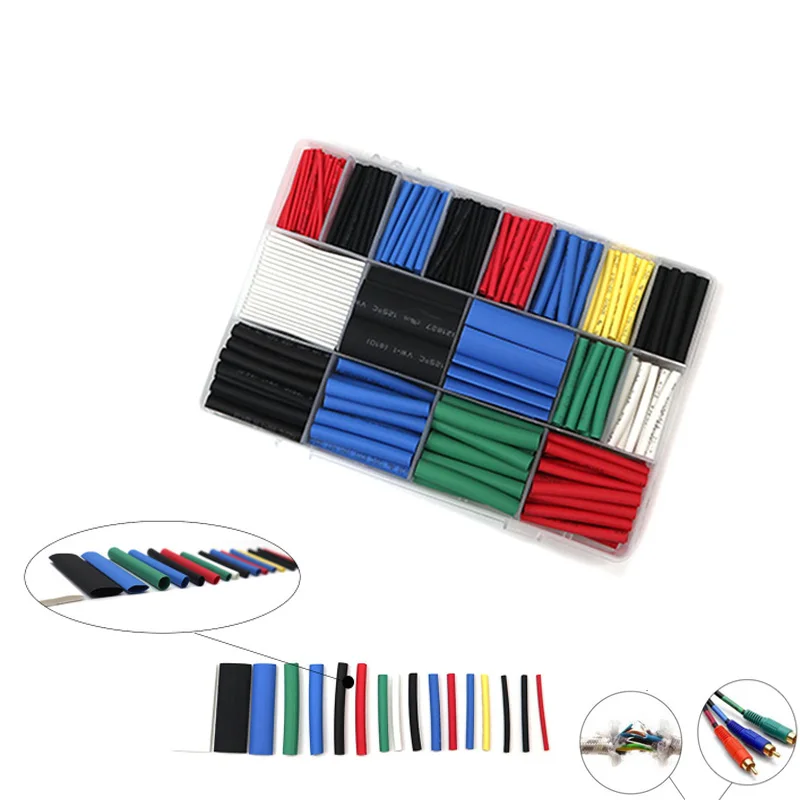 

670PCS Insulation Heat Shrink Tubing 2:1 Polyolefin Sleeving Thermoretractile Tube Wire Insulation Shrink Tube Electronics Kit