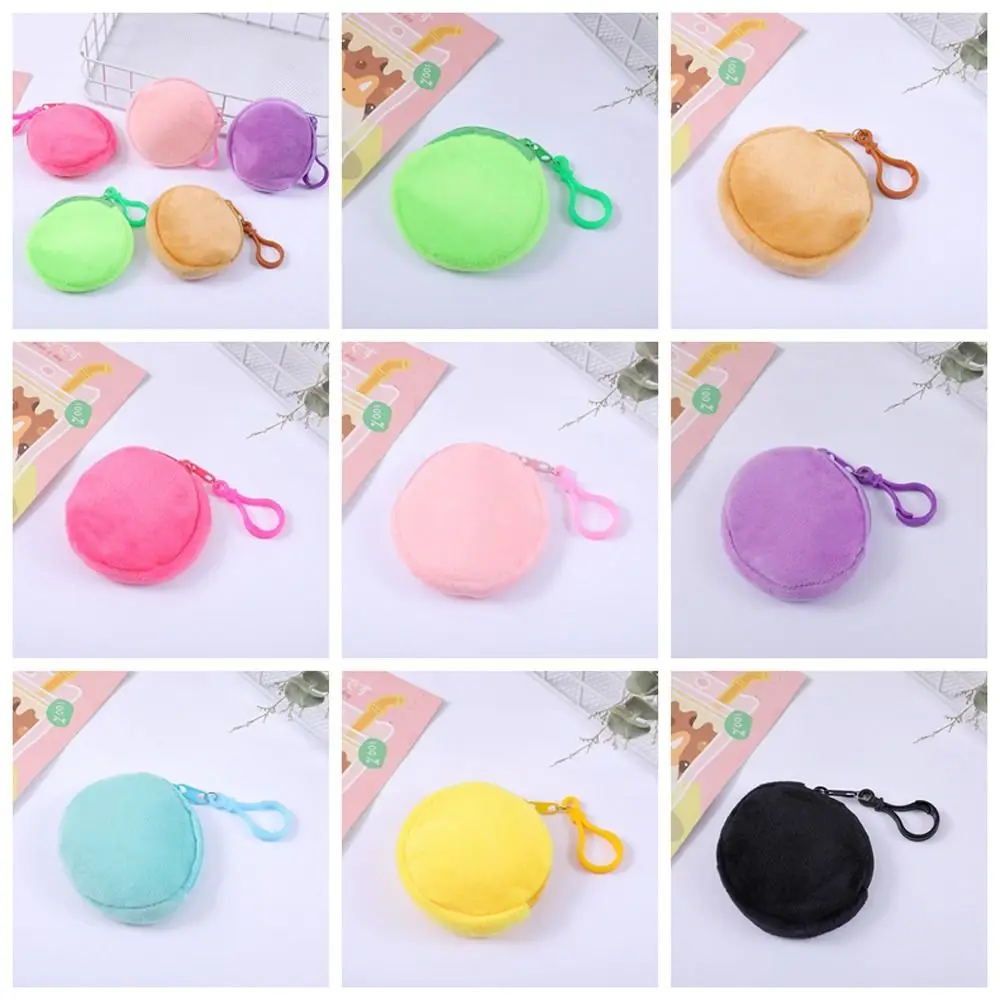 

Solid Color Plush Coin Purse Cute With Keychain Zipper Simple Korean Style Outdoor