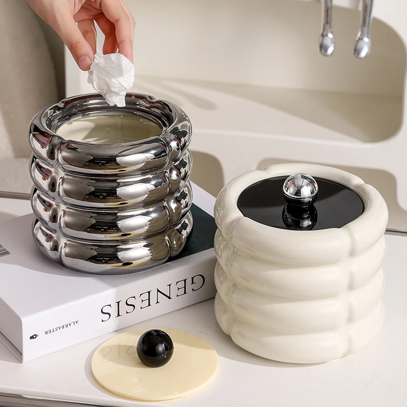 Мини-милая настольная мусорная корзина с крышкой для спальни прикроватный стол