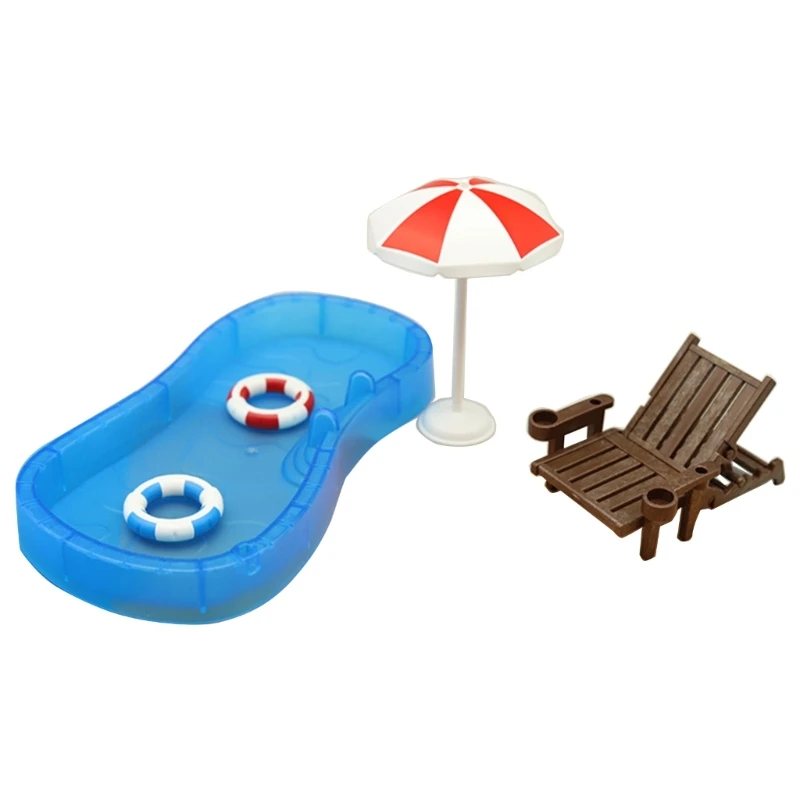 

1:12 Scale Dollhouse Miniature Furniture Set Swimming Pool Chair Ornament