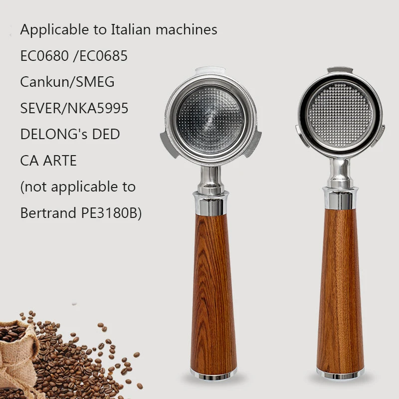 

51 мм итальянская машина Delonghi ручка Модифицированная Массивная древесина эспрессо кофе портативный Аксессуары цинковый сплав дна двойной