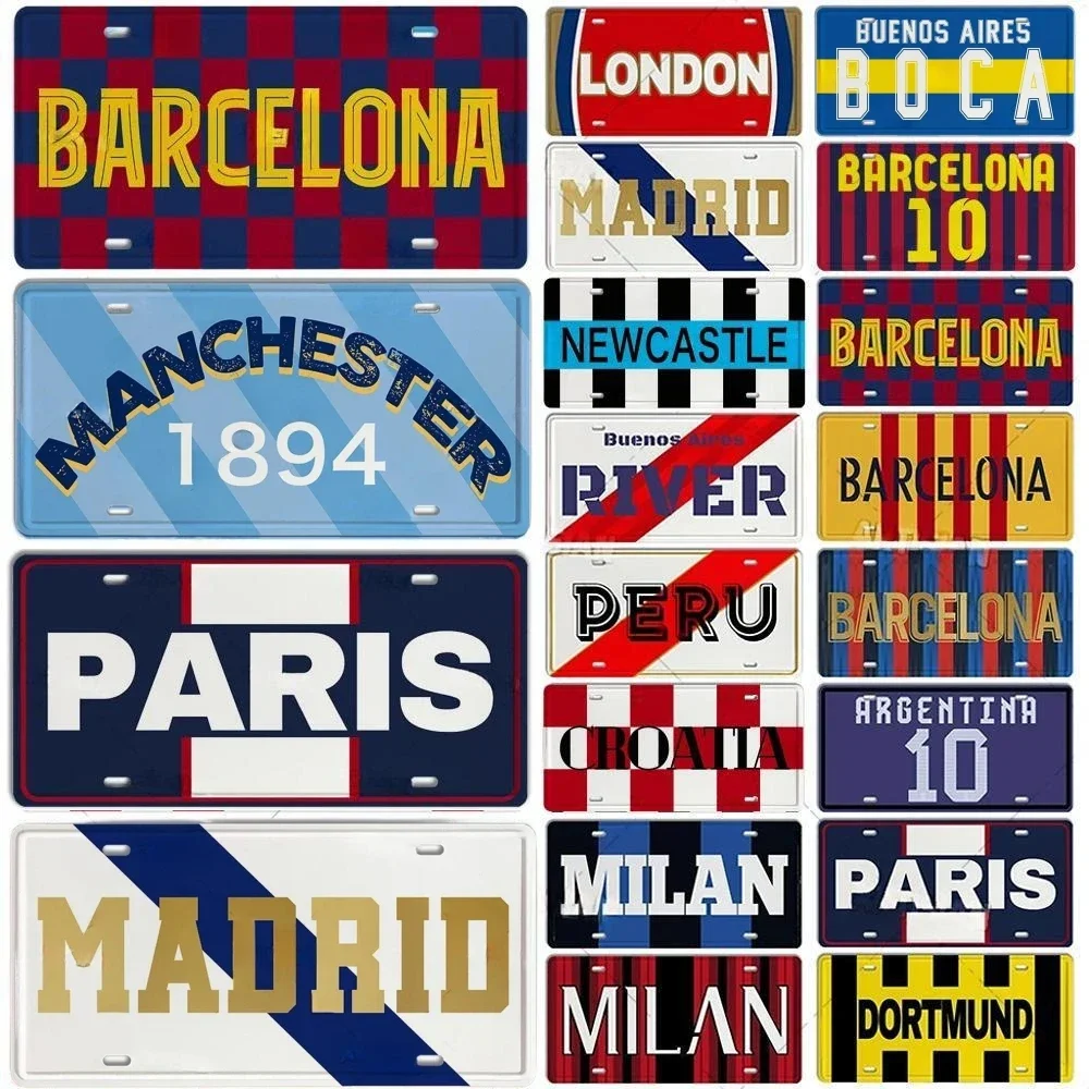 Винтажная алюминиевая пластина Ctiy Barcelona MILAN Madrid декоративная табличка на