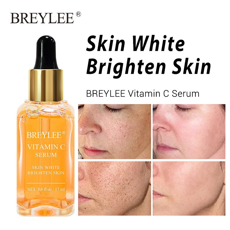 

Отбеливающая сыворотка BREYLEE с витамином C для освежающей кожи, средство для удаления темных пятен и веснушек, пигмент для удаления меланина, ...