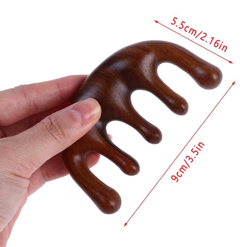 Массажная Расческа с пятью зубьями без рук деревянная акупунктурная расческа из