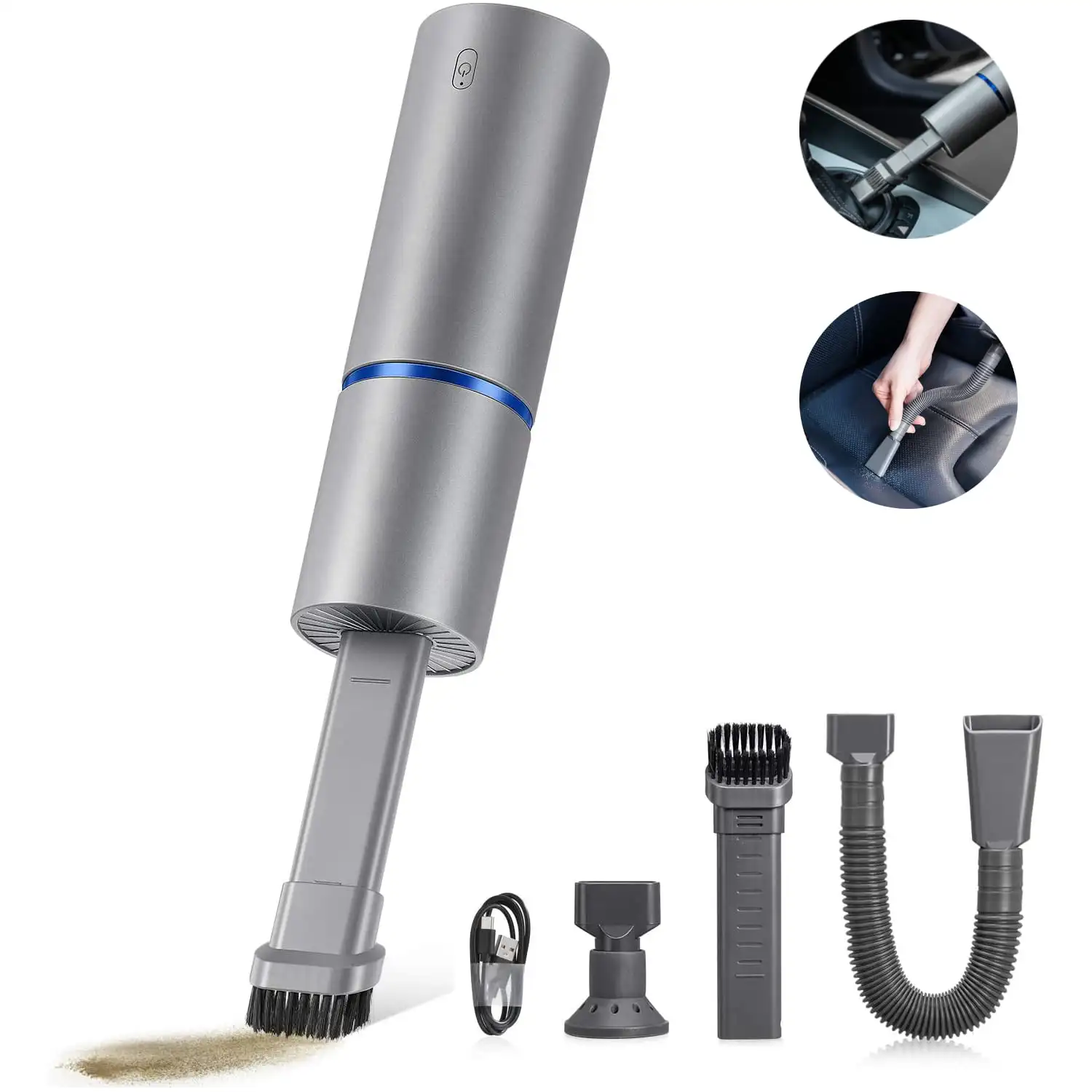 

Mini Vacuum, Air Duster and Hand Pump 3 in 1, Small Cordless Handheld Vacuum, USB Rechargeable, Easy to Clean Desktop, Keyboard,