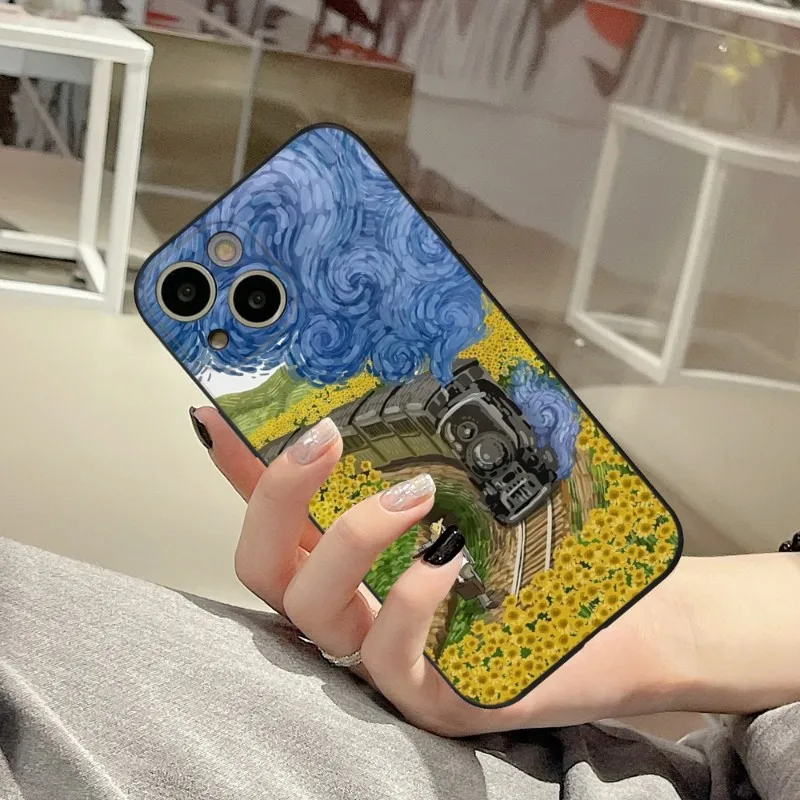 Van Gogh's Artistic Oil Painting Style Phone Case FOR IPhone 14 13 11 12 Pro 8 7 Plus X 13 Pro MAX XR XS MINI Black Covers