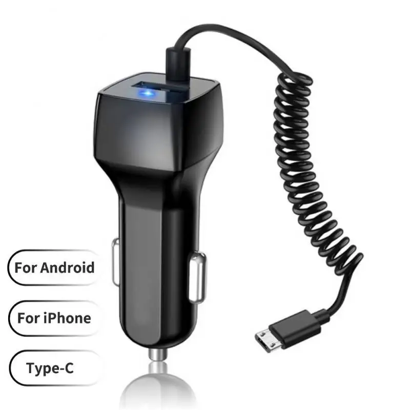 

Автомобильное зарядное устройство с USB-кабелем, 12-24 В, 3 А