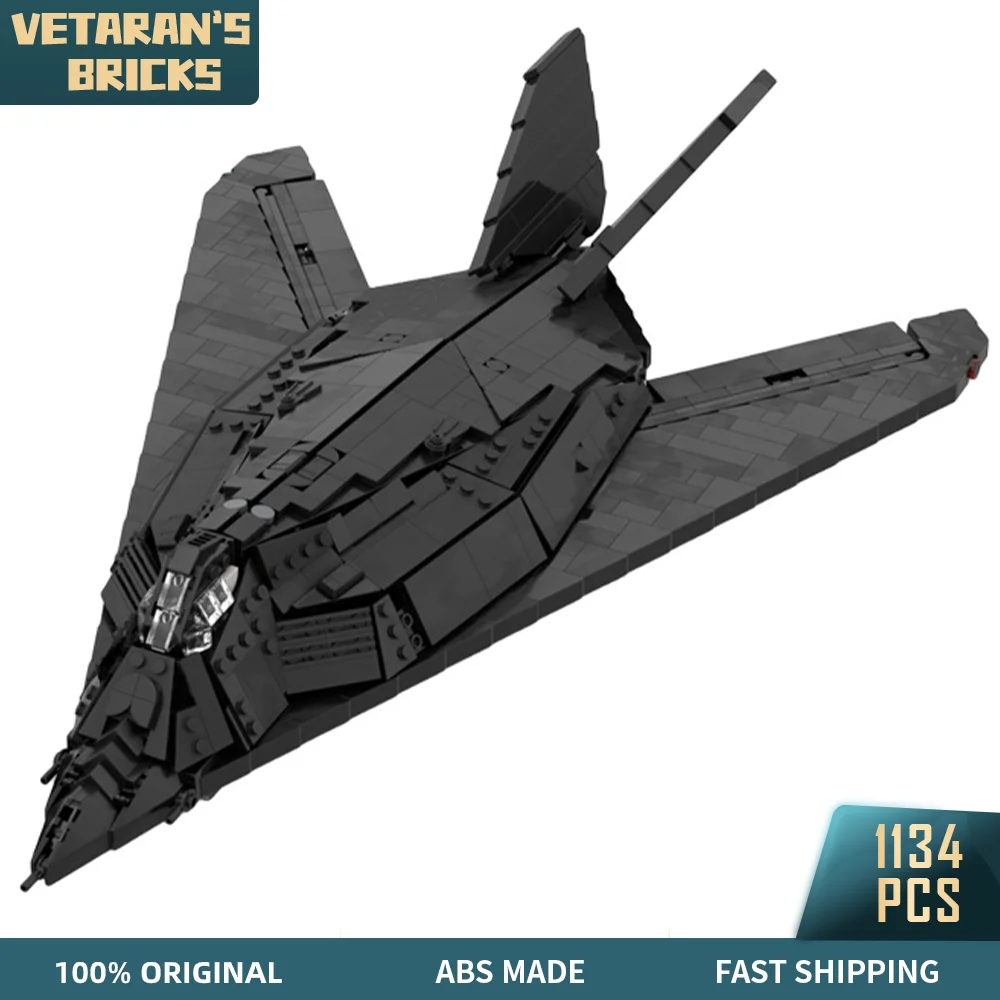 

MOC F-117 Nighthawk Fighter Bomber Military US Airforce Stealth Plane Model Toy Bricks Children Toys for Boys Building Blocks