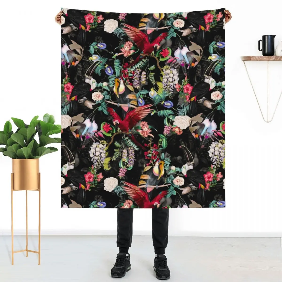 

Red Parrot Blanket Tropical Floral Print Big Thick Soft Throw Blanket For Sofa Winter Warm Blankets