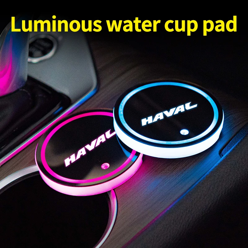 

Led Car Water Cup Mat Drink Holder for Haval F7 H6 Jolyon Dargo F7x H9 M6 H2 H5 Emblem Auto Interior Decorative Lights