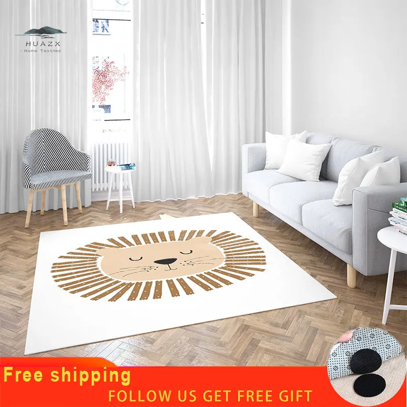 

Boho Lion Rainbow Rug for Living Room Bedroom Big Area Safari Animals Mat Baby Nursery Art Print Children Carpet Decoration Home