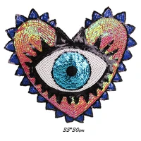 sequins patch clothes coat embroidery patches diy heart and eye clothing stickers sew on embroidered applique patch apparel tool
