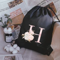 drawstring bags simple pink letter print men sport bags drawing bags small fabric bag black customize childrens school backpack