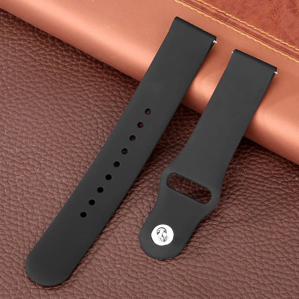 

Silicone 9 Holes Watch Bands Black Silica Gel Men's Watch Strap 20/22mm Snap Button Watchband Practical Replacement Bracelet