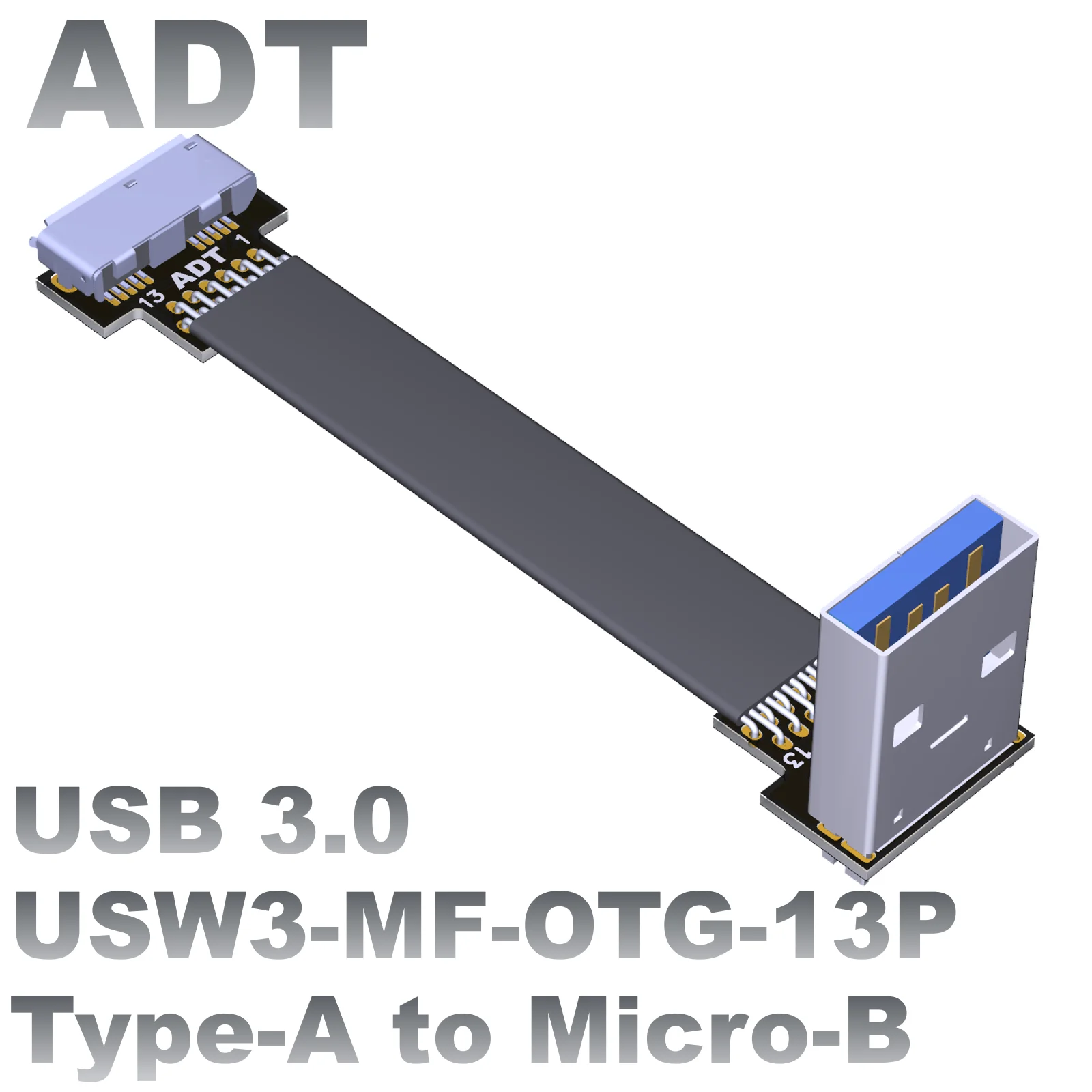 

USB3.0 Male to female flat thin connection data cable Type-A conversion micro-B supports OTG ADT