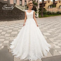 luxury elegant wedding dress silky organza with princess ball gown boat neck sleeveless bride gowns backzipper backless applique