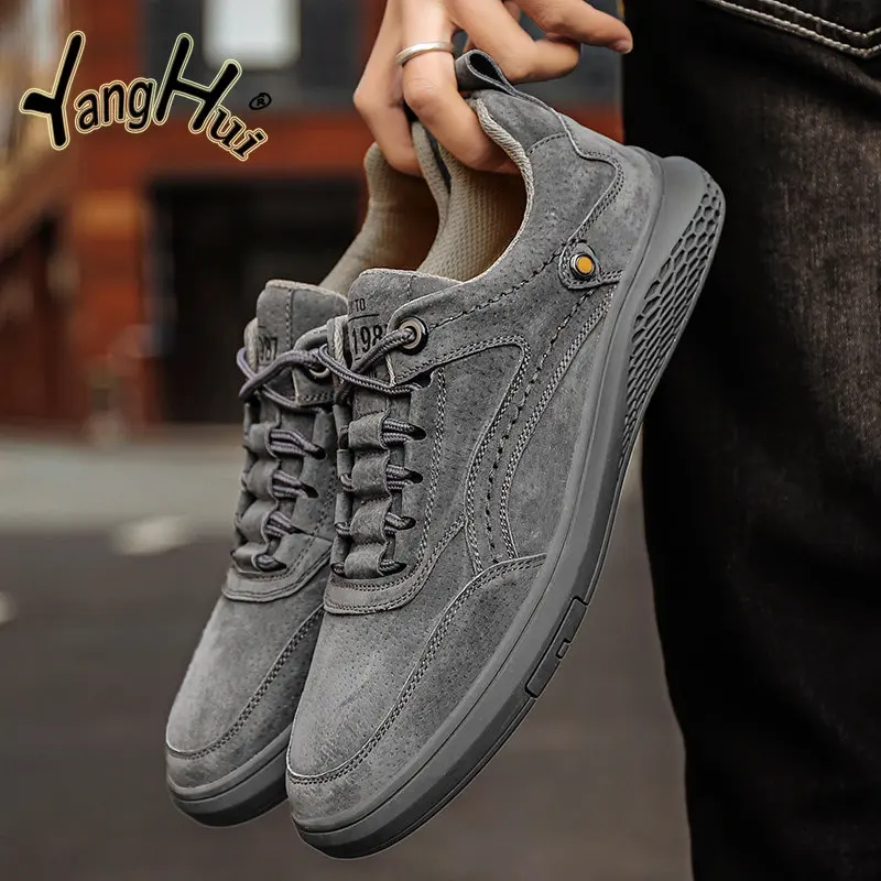 

Men's Leather Casual Shoes Fashion Breathable Loafers Outdoor Sneakers Lace Up Retro Comfortable Oxfords 2023 New Spring Autumn
